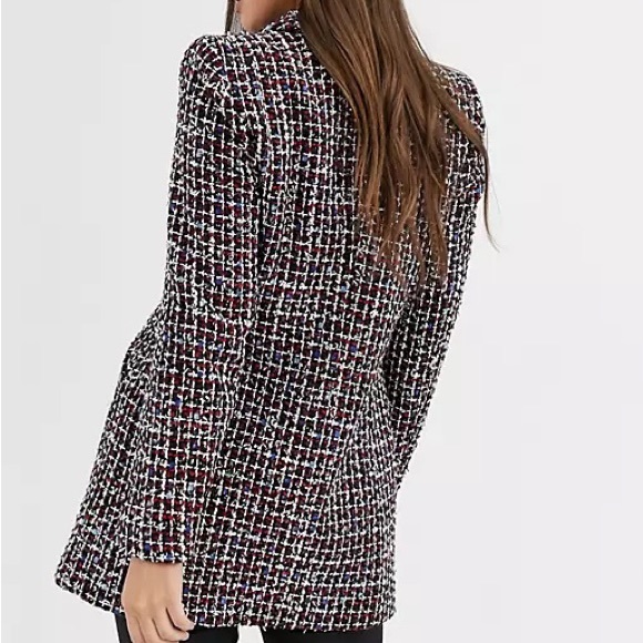 River Island Boucle Blazer in Red Check Size 10 UK - Picture 8 of 9